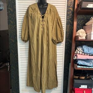 H&M Olive Khaki Lace-Up Dress